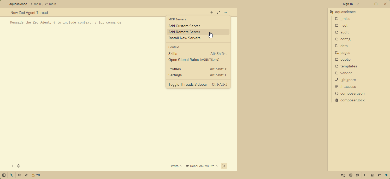 Agent Menu - Add Remove Server