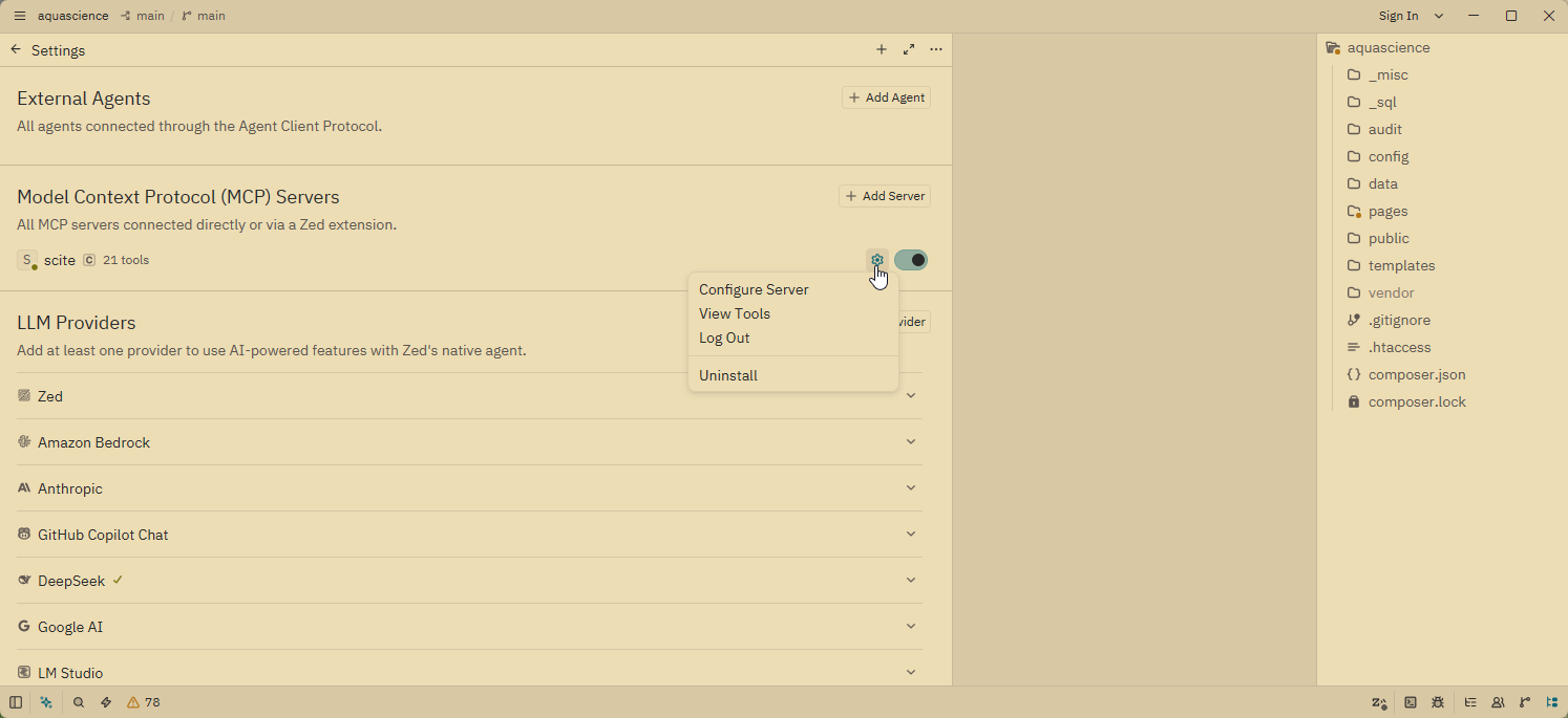 Configure MCP Server menu
